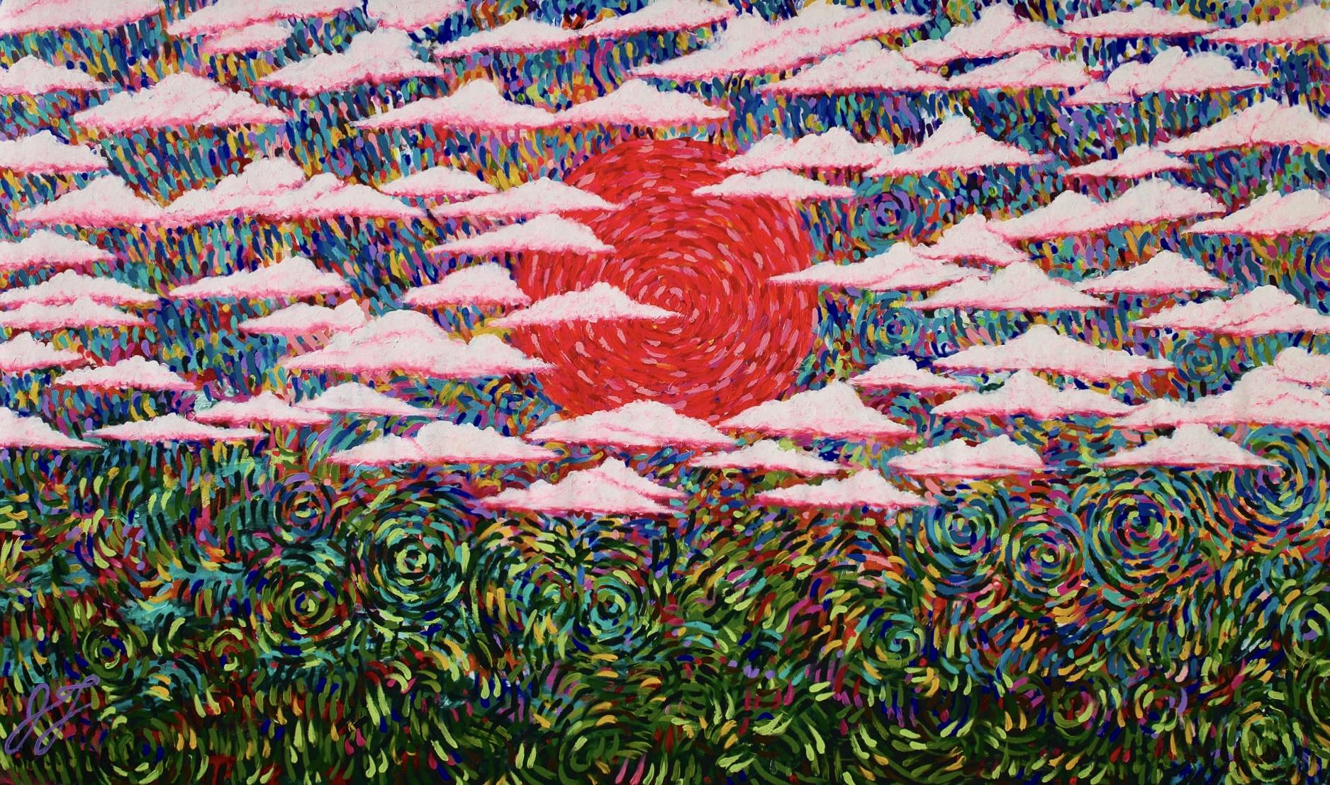 Red Sun, 2025 — acrylic paint on canvas, 60 x 108 in.